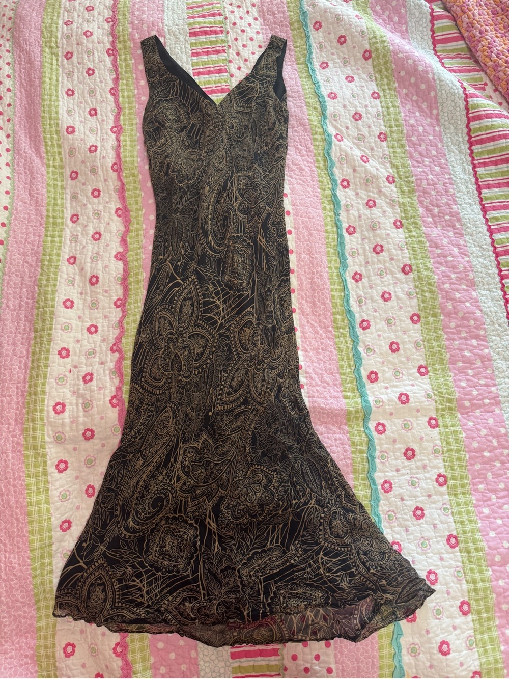 100% silk vintage maxi flowy fairy dress